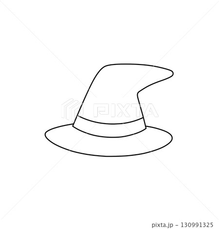 魔女の帽子をシンプルな白黒線画で描いたイラスト 130991325