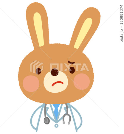 ウサギのお医者さん　困った表情　質問 130991374