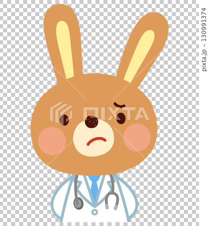 Rabbit doctor, troubled expression, question 130991374