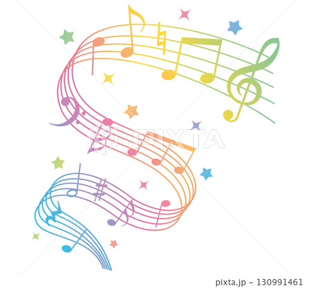 楽しい音符のイラスト（カラフル） 130991461