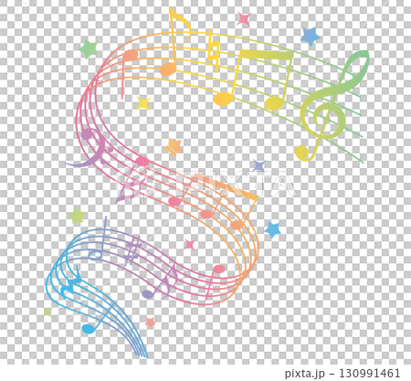 楽しい音符のイラスト（カラフル） 130991461