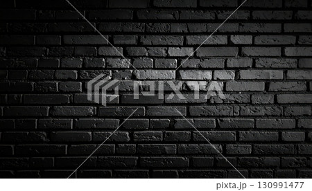 《AI画像》黒いレンガの壁の背景素材 130991477