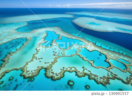 Aerial View of the Great Barrier Reef Vibrant Marine Life Aerial View of the Great Barrier Reef Vibrant Marine Life 130991557