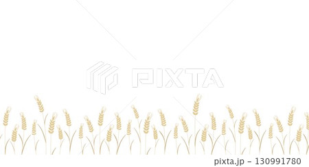 Horizontal banner with silhouette of grain crops 130991780