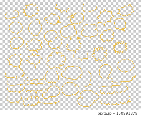 Simple and easy-to-use handwritten speech bubble set - Yellow, thick lines Simple and easy-to-use handwritten speech bubble set - Yellow, thick lines 130991879