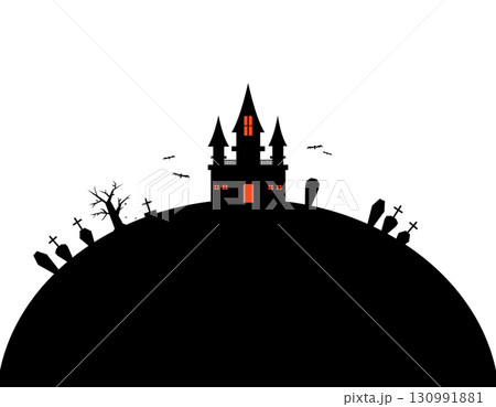 ハロウィンの不気味な館のフレーム　1 130991881