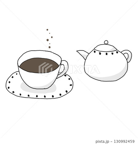 コーヒーカップ、ソーサーのイラスト 130992459