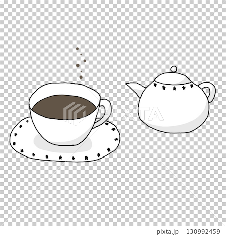 コーヒーカップ、ソーサーのイラスト 130992459