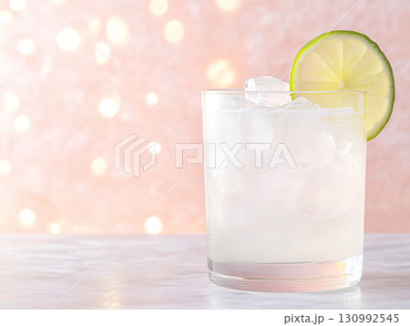 Cocktail on the bar. A delicious refreshing cocktail. Pastel Color background. AI Generated. Cocktail on the bar. A delicious refreshing cocktail. Pastel Color background. AI Generated. 130992545
