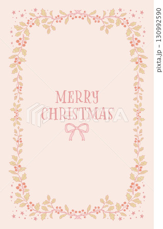 柊の枝のクリスマスカードデザインテンプレート 柊の枝のクリスマスカードデザインテンプレート 130992590