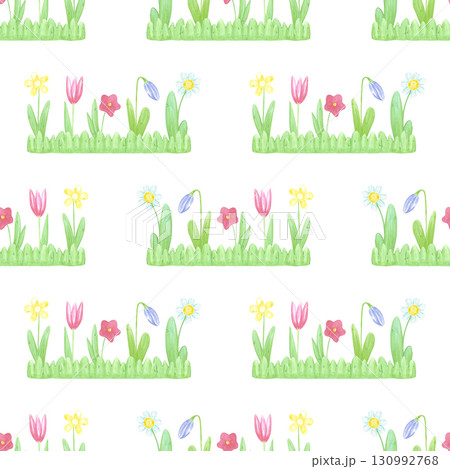 Hand drawn watercolor wild flowers seamless pattern. Illustration isolated on white background. Can be used for textile, fabric, scrapbook and other printed products. Hand drawn watercolor wild flowers seamless pattern. Illustration isolated on white background. Can be used for textile, fabric, scrapbook and other printed products. 130992768