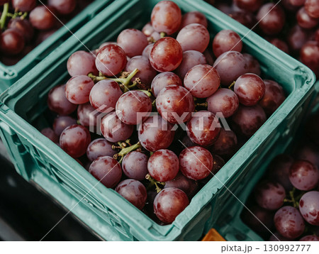 Ripe grape purple fresh on sale. organic agriculture farm. AI Generated. 130992777