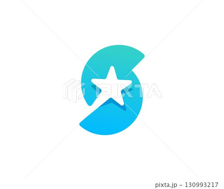 Abstract letter S with star modern logo icon design concept. Creative bright gradient symbol logotype isolated on white background. Vector illustration. Abstract letter S with star modern logo icon design concept. Creative bright gradient symbol logotype isolated on white background. Vector illustration. 130993217