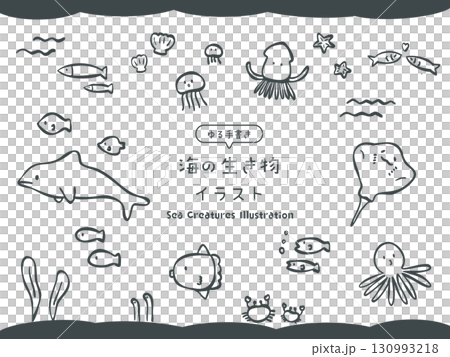 海　生き物　イラスト 130993218