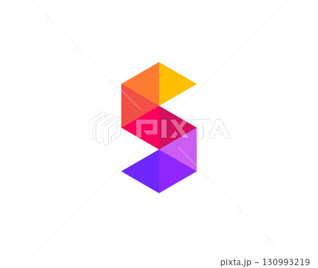 Abstract letter S logo icon design modern minimal style. Creative logo from cut geometric shapes. Universal vector emblem sign symbol mark logotype. 130993219