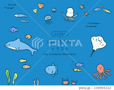 海 生き物 イラスト カラー 海 生き物 イラスト カラー 130993222