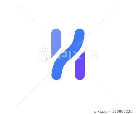 A letter H from abstract multicolors shapes. Application icon logotype design template. Vector icon logo design. 130993226