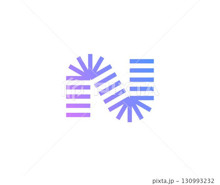 Abstract letter N from bright gradient lines, stripes. Application icon logotype design template. Vector icon logo design. Abstract letter N from bright gradient lines, stripes. Application icon logotype design template. Vector icon logo design. 130993232