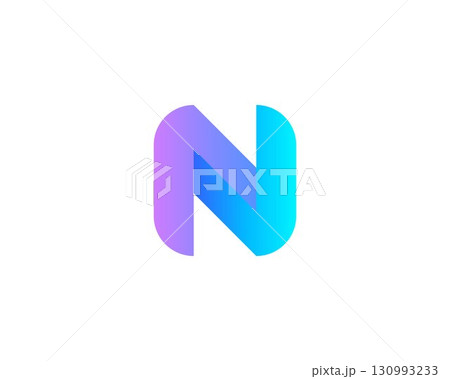 Abstract letter N modern logo icon design concept. Creative bright gradient symbol logotype isolated on white background. Vector illustration. 130993233