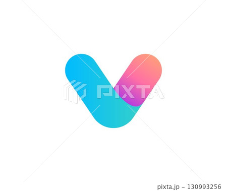 Abstract letter V modern logo icon design concept. Creative bright gradient symbol logotype isolated on white background. Vector illustration. 130993256