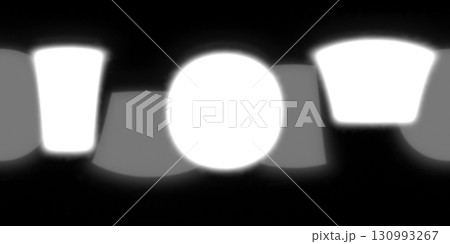 3d render image of panoramic 360 view equirectangular hdri studio lights image map, environment map with soft light boxes in a circle	 130993267