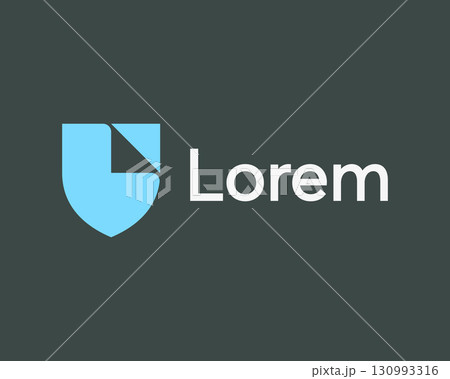 Abstract shield with paper folded corner logo design template. Universal creative protection, guard flat vector icon sign symbol logotype. Abstract shield with paper folded corner logo design template. Universal creative protection, guard flat vector icon sign symbol logotype. 130993316