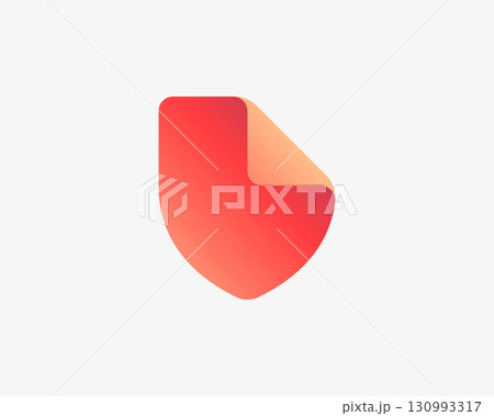 Abstract shield with paper folded corner logo design template. Universal creative protection, guard flat vector icon sign symbol logotype 130993317