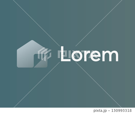 Abstract house, construction, building with paper folded corner logo design template. Universal creative real estate, property flat vector icon sign symbol logotype. Abstract house, construction, building with paper folded corner logo design template. Universal creative real estate, property flat vector icon sign symbol logotype. 130993318