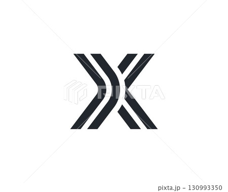 Abstract letter X modern logotype icon design concept. Creative minimalist black lines logo template isolated on white background. Vector illustration. 130993350