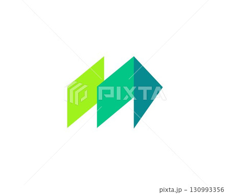 A letter M from abstract multicolors shapes. Application icon logotype design template. Vector icon logo design. A letter M from abstract multicolors shapes. Application icon logotype design template. Vector icon logo design. 130993356