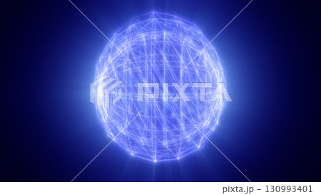 A blue wireframe sphere, interconnected by glowing lines, representing global connectivity, data flow, and digital network expansion in a futuristic design A blue wireframe sphere, interconnected by glowing lines, representing global connectivity, data flow, and digital network expansion in a futuristic design 130993401