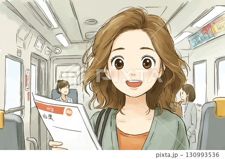 美優シリーズ：美優が献血に協力しているシーン　献血車 130993536