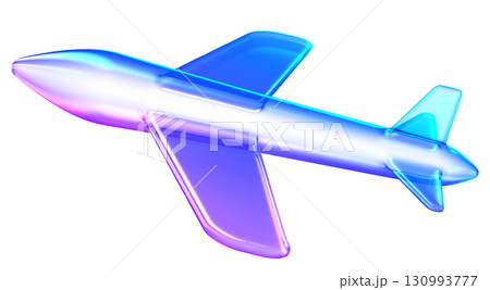 3D glassmorphism airplane with glossy gradient. Minimal travel icon for flight, tourism, and transportation design. 3D glassmorphism airplane with glossy gradient. Minimal travel icon for flight, tourism, and transportation design. 130993777
