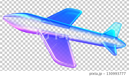 3D glassmorphism airplane with glossy gradient. Minimal travel icon for flight, tourism, and transportation design. 3D glassmorphism airplane with glossy gradient. Minimal travel icon for flight, tourism, and transportation design. 130993777