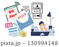 A person is anxiously awaiting bills and tax collection. 130994148