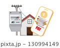 Paying electricity bill with application on smartphone. 130994149