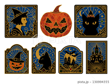 レトロ装飾的なハロウィンモチーフコレクション、Retro Decorative Halloween レトロ装飾的なハロウィンモチーフコレクション、Retro Decorative Halloween 130994355