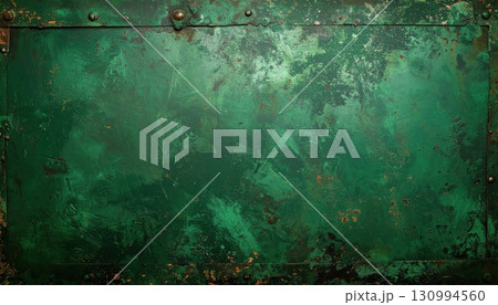 《AI画像》緑色の古びた金属板の背景素材 130994560