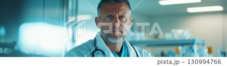 Middle-aged Asian technician checking lab equipment to ensure proper operation and safety protocols 130994766