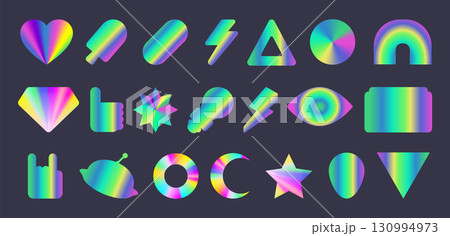 Y2k holographic sticker with iridescent gradient 130994973