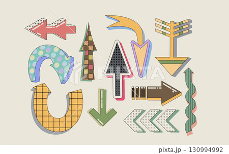 Playful retro arrows set isolated on background 130994992
