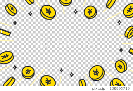 散落的日圓硬幣，有複製空間[向量插圖素材] 130995719