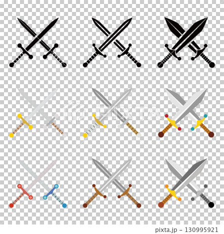 Crossed swords icon set 130995921