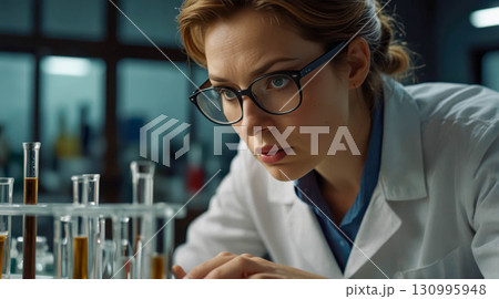 Scientist Examines Samples in Laboratory Setting 130995948