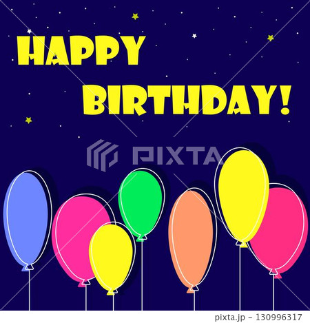 A banner with congratulations, happy birthday, invitation for birthday party decorated with balloons, vector illustration 130996317
