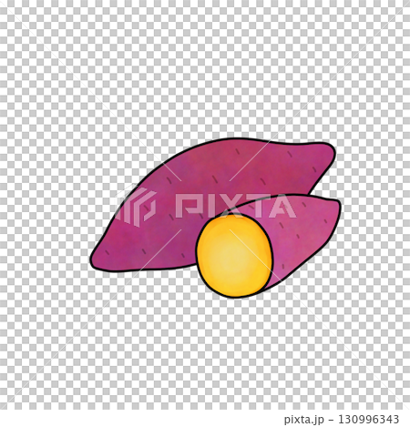 Watercolor style hand-drawn roasted sweet potato illustration 130996343