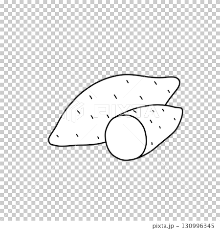 焼き芋の線画イラスト（線画・ぬりえ素材） 130996345