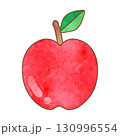 りんごのアイコン（水彩風手描き）、線あり 130996554