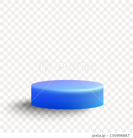 Bright blue 3D pedestal for product presentation on a transparent background. Eps 10 130996667