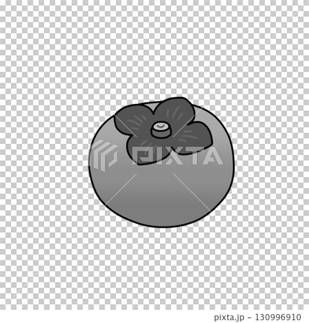 柿をモノクロで描いたシンプルな手描き風イラスト 130996910